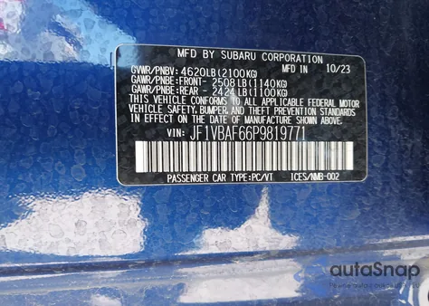 2023 Subaru Wrx Premium z USA, uszkodzony, nr VIN JF1VBAF66P9819771